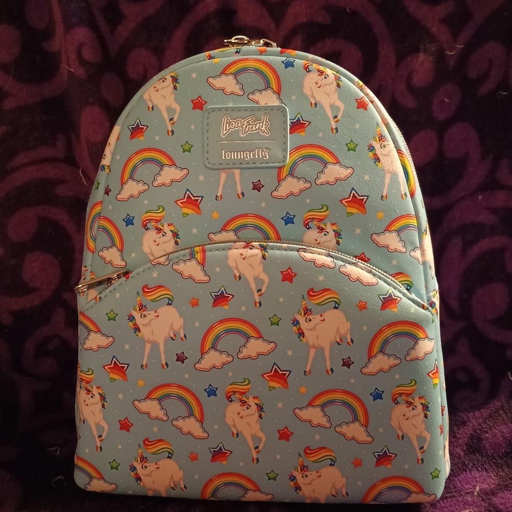 🔥Host Pick 🔥 🆕 LOUNGEFLY LISA FRANK MARKIE the Unicorn Rainbow Mini Backpack